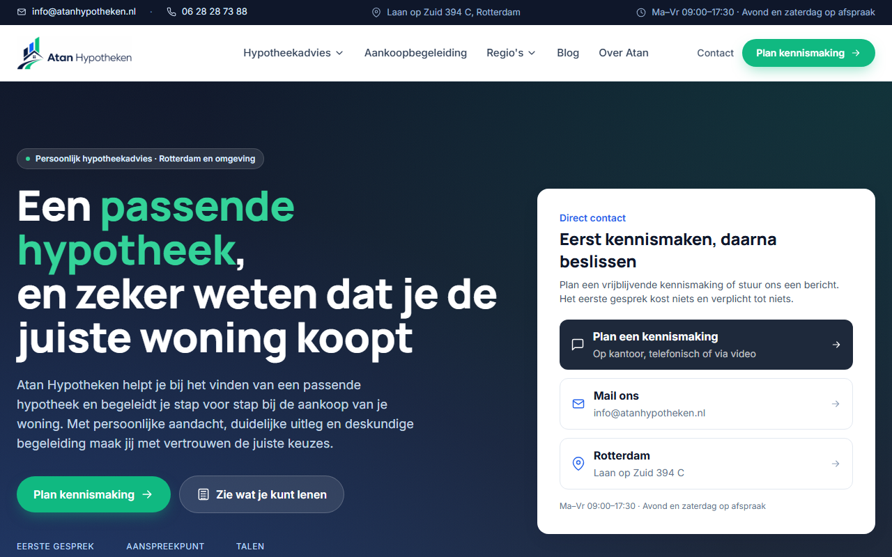 Screenshot van de website atanhypotheken.nl — hypotheekadvies